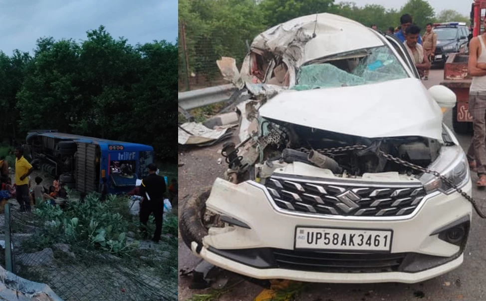 Sleeper Bus Crosses Divider, Collides with Car in Unnao