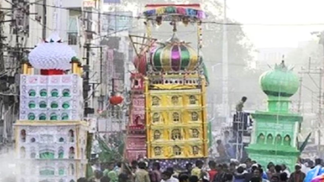 High voltage current passed through Tajia during Muharram procession