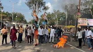Youth Congress protested at Mazdoor Chowk