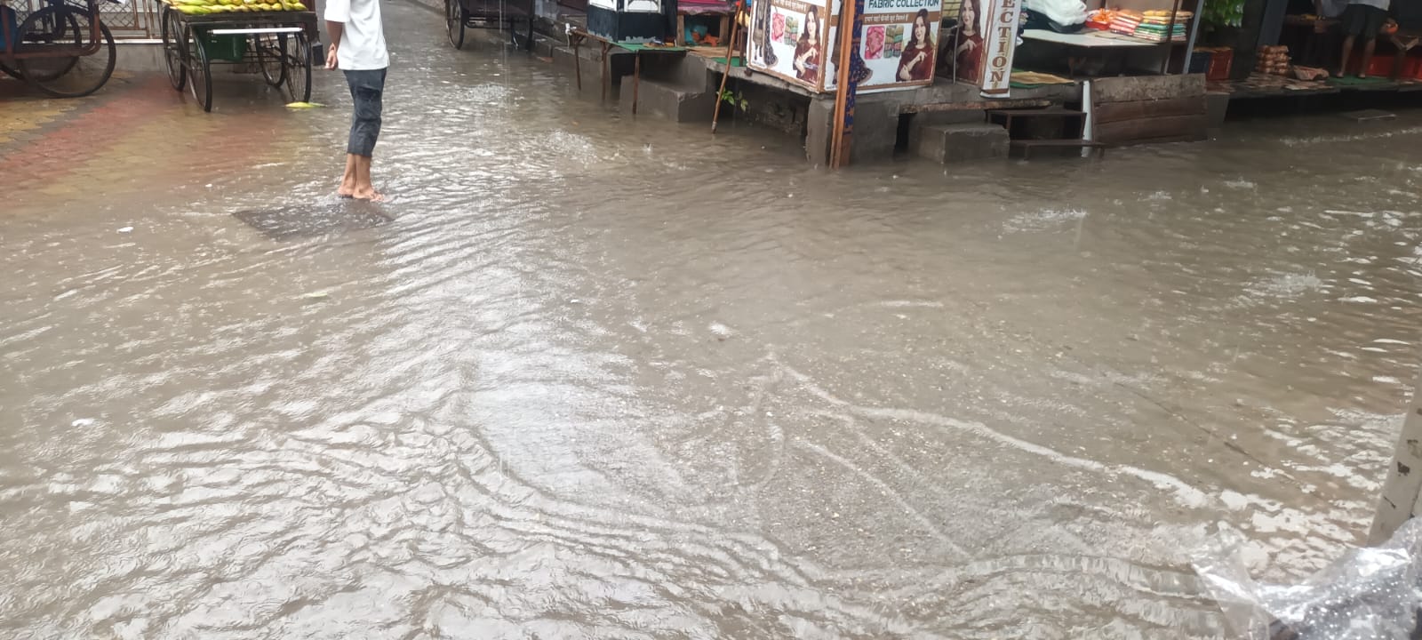 Due to two consecutive days of heavy rain, the roads in Deoband city have turned into ponds