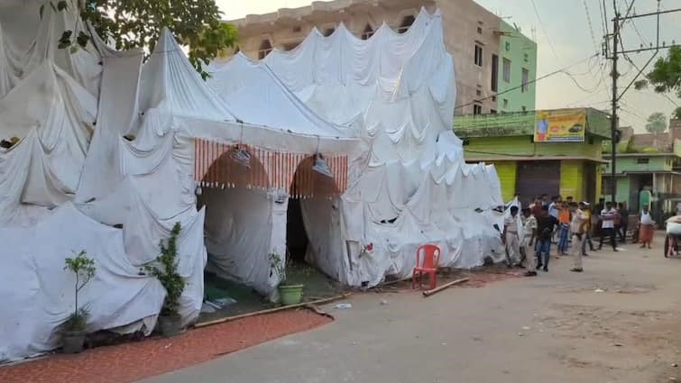 आरा में पूजा पंडाल के पास भारी बवाल